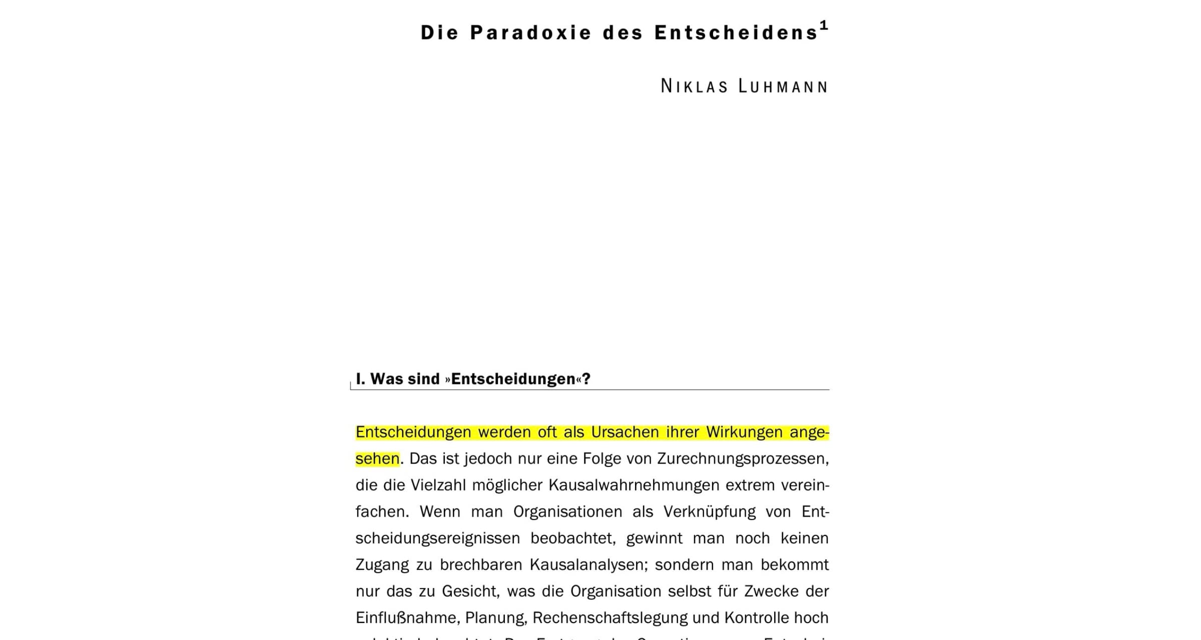 Klassiker: »Die Paradoxie des Entscheidens« von Niklas Luhmann